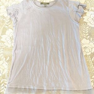 Marled Light Lavender Short Sleeve Ruffle Blouse